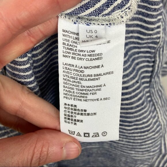 Anthropologie‎ Linen Blue Striped Romper Tie Waist Size 0 Bohemian Playsuit Boho - Picture 8 of 10